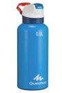 QUECHUA - Hiking water bottle 900 with snap-on lid w. integral straw 0.6 l -blue aluminium QUECHUA - Hiking water bottle 900 with snap-on lid w. integral straw 0.6 l -blue aluminium