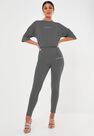 Missguided - Dark Grey Missguided Deep Waistband Leggings Missguided - Dark Grey Missguided Deep Waistband Leggings