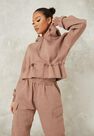 Missguided - Brown Mocha Co Ord Ruched Detail Toggle Hoodie Missguided - Brown Mocha Co Ord Ruched Detail Toggle Hoodie
