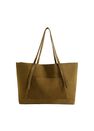 Mango - Khaki Leather Shopper Bag Mango - Khaki Leather Shopper Bag