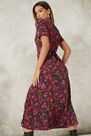 Missguided - Black Floral Half Button Midi Tea Dress Missguided - Black Floral Half Button Midi Tea Dress