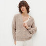 Reserved - Beige Cropped Cardigan With Pockets, Women Reserved - Beige Cropped Cardigan With Pockets, Women