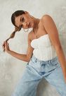 Missguided - White Mesh Ruched Front Corset Bodysuit Missguided - White Mesh Ruched Front Corset Bodysuit