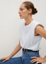 Mango - White Organic Cotton T-Shirt With Shoulder Pads Mango - White Organic Cotton T-Shirt With Shoulder Pads