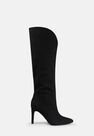 Missguided - Black Faux Suede Curve Top Mid Heel Boots Missguided - Black Faux Suede Curve Top Mid Heel Boots