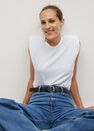 Mango - White Organic Cotton T-Shirt With Shoulder Pads Mango - White Organic Cotton T-Shirt With Shoulder Pads