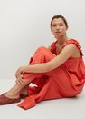 Mango - Medium Red 100% Cotton Midi Dress, Women Mango - Medium Red 100% Cotton Midi Dress, Women