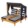 KIDKRAFT - Kidkraft Outdoor Double Chaise Lounge With Cup Holders Honey & Navy Blue KIDKRAFT - Kidkraft Outdoor Double Chaise Lounge With Cup Holders Honey & Navy Blue