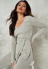 Missguided - Grey Rib T Shirt And Leggings Co Ord Set Missguided - Grey Rib T Shirt And Leggings Co Ord Set