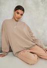 Missguided - Camel Sand Missguided Slogan Washed Sweatshirt Missguided - Camel Sand Missguided Slogan Washed Sweatshirt