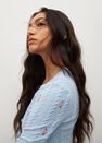Mango - Lt-Pastel Blue Flowers Knit Cardigan, Women Mango - Lt-Pastel Blue Flowers Knit Cardigan, Women