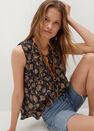 Mango - black Printed cotton blouse, Women Mango - black Printed cotton blouse, Women