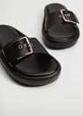 Mango - black Buckle leather sandals, Women Mango - black Buckle leather sandals, Women