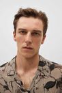 Mango - Lt-Pastel Brown Printed Flowy Shirt, Men Mango - Lt-Pastel Brown Printed Flowy Shirt, Men
