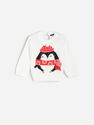 Reserved - White Christmas Sweater With Penguin Print, Kids Girl Reserved - White Christmas Sweater With Penguin Print, Kids Girl