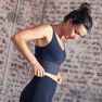 DOMYOS - Extra Large Seamless Long Dynamic Yoga Sports Bra, Dark Petrol Blue DOMYOS - Extra Large Seamless Long Dynamic Yoga Sports Bra, Dark Petrol Blue