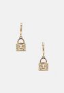 Missguided - Gold Look Pave Padlock Huggie Hoop Earrings, Women Missguided - Gold Look Pave Padlock Huggie Hoop Earrings, Women