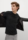 Mango - black Stretch cotton T-shirt, Men Mango - black Stretch cotton T-shirt, Men