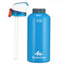 QUECHUA - Hiking water bottle 900 with snap-on lid w. integral straw 0.6 l -blue aluminium QUECHUA - Hiking water bottle 900 with snap-on lid w. integral straw 0.6 l -blue aluminium