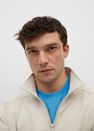 Mango - natural white Cotton sweatshirt with zip neck, Men Mango - natural white Cotton sweatshirt with zip neck, Men