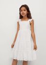 Mango - Natural White Broderie Anglaise Ruffled Dress, Kids Girl Mango - Natural White Broderie Anglaise Ruffled Dress, Kids Girl