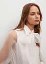 Mango - natural white Semi-transparent bow sleeve blouse, Women Mango - natural white Semi-transparent bow sleeve blouse, Women