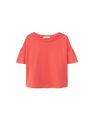 Mango - Bright Red Frills Cotton T-Shirt, Women Mango - Bright Red Frills Cotton T-Shirt, Women