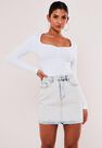 Missguided - Blue Light Blue Acid Wash Drop Hem Denim Skirt Missguided - Blue Light Blue Acid Wash Drop Hem Denim Skirt