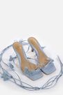 Missguided - Blue Butterfly Embroidered Mid Heel Sandals Missguided - Blue Butterfly Embroidered Mid Heel Sandals