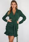 Missguided - Green Dark Green Frill Hem Ruched Blazer Dress Missguided - Green Dark Green Frill Hem Ruched Blazer Dress