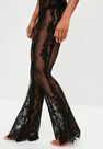 Missguided - Black Premium Black Lace Beach Trousers Missguided - Black Premium Black Lace Beach Trousers