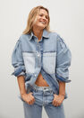 Mango - open blue Oversized overshirt with denim panels Mango - open blue Oversized overshirt with denim panels