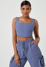 Missguided - Blue Blue Co Ord Corset Crop Top Missguided - Blue Blue Co Ord Corset Crop Top