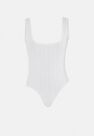 Missguided - White Textured Stripe Bodysuit Missguided - White Textured Stripe Bodysuit