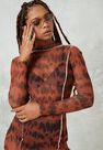 Missguided - Brown Overlock Detail Mesh Mini Dress Missguided - Brown Overlock Detail Mesh Mini Dress