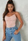 Missguided - Rose Clear Strap Slinky Ruched Front Bodysuit Missguided - Rose Clear Strap Slinky Ruched Front Bodysuit
