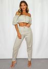 Missguided - Green Sage Co Ord Elasticated Back Mom Jeans Missguided - Green Sage Co Ord Elasticated Back Mom Jeans