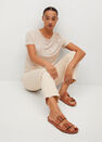 Mango - lt pastel brown 100% linen t-shirt, Women Mango - lt pastel brown 100% linen t-shirt, Women