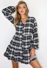 Missguided - Black Check Button Through Plunge Smock Dress Missguided - Black Check Button Through Plunge Smock Dress