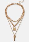 Missguided - Gold Look Key Padlock Layered Necklace Missguided - Gold Look Key Padlock Layered Necklace