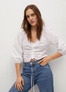 Mango - natural white Cotton blouse with ruched detail Mango - natural white Cotton blouse with ruched detail