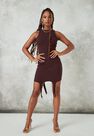 Missguided - Deep Purple Plum Rib Suspender Detail Mini Dress Missguided - Deep Purple Plum Rib Suspender Detail Mini Dress