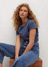 Mango - Open Blue Frayed Hem Culotte Jeans, Women Mango - Open Blue Frayed Hem Culotte Jeans, Women