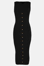 Missguided - Black Rib Tortoiseshell Button Midaxi Dress Missguided - Black Rib Tortoiseshell Button Midaxi Dress