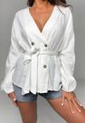 Missguided - White Linen Look Belted Long Shirt Missguided - White Linen Look Belted Long Shirt
