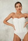 Missguided - White Mesh Ruched Front Corset Bodysuit Missguided - White Mesh Ruched Front Corset Bodysuit