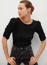 Mango - black Gathered sleeve t-shirt Mango - black Gathered sleeve t-shirt
