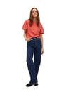 Mango - Bright Red Frills Cotton T-Shirt, Women Mango - Bright Red Frills Cotton T-Shirt, Women