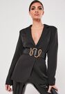 Missguided - Black Black Faux Leather Snake Detail Buckle Belt Missguided - Black Black Faux Leather Snake Detail Buckle Belt
