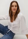 Mango - natural white Cotton blouse with ruched detail Mango - natural white Cotton blouse with ruched detail